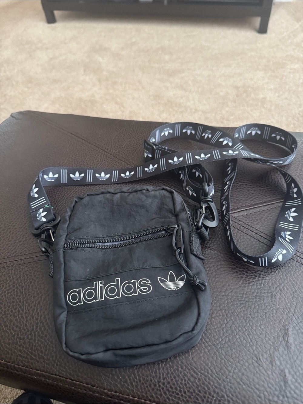 adidas Black Small Crossbody Pouch with Trefoil Strap